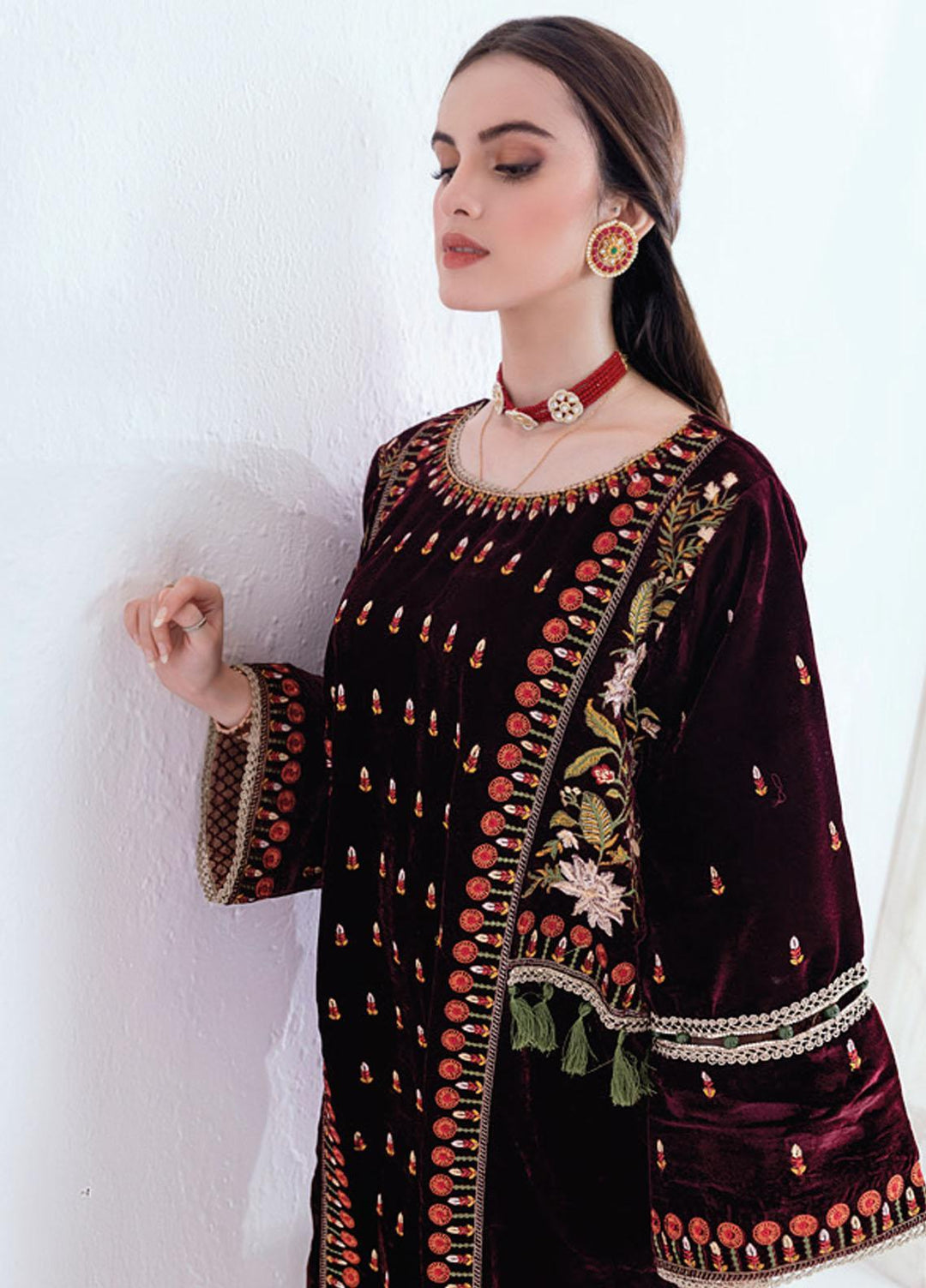 Velveto by Al Zohaib Embroidered Velvet  Unstitched Shirt AZ21V D-04 - Winter Collection