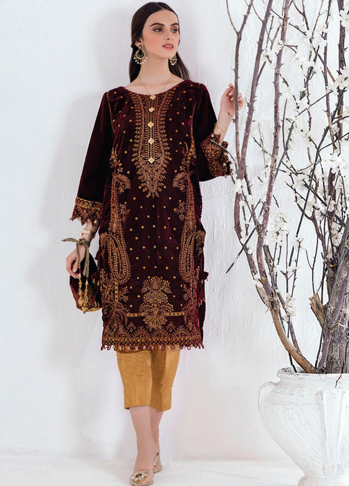Velveto by Al Zohaib Embroidered Velvet  Unstitched Shirt AZ21V D-05B - Winter Collection