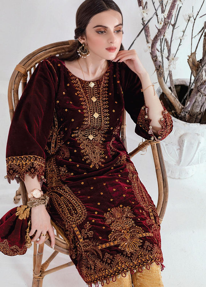 Velveto by Al Zohaib Embroidered Velvet  Unstitched Shirt AZ21V D-05B - Winter Collection