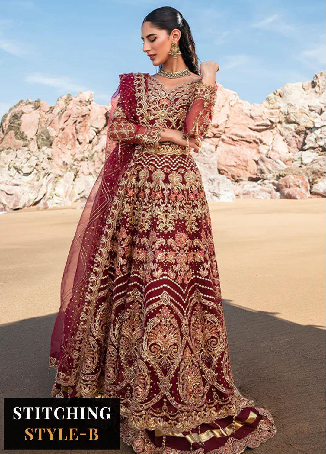 Versailles By Muneefa Naz Embroidered Organza Suits Unstitched 3 Piece MN22V Aden - Wedding Collection