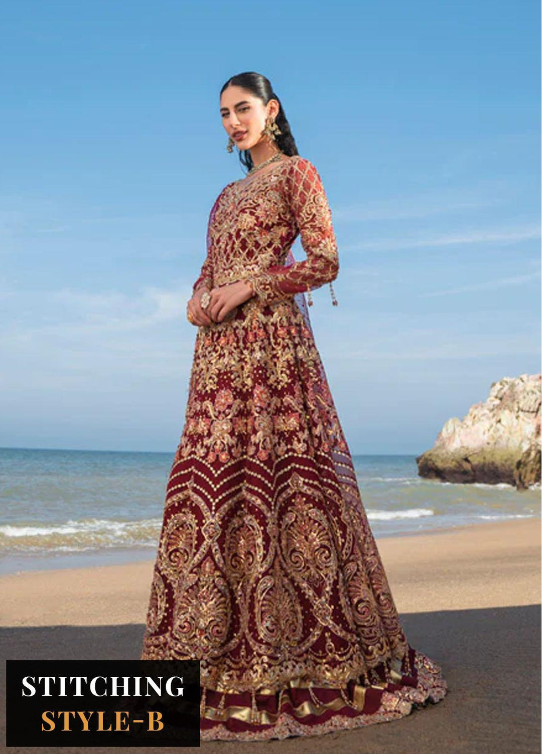 Versailles By Muneefa Naz Embroidered Organza Suits Unstitched 3 Piece MN22V Aden - Wedding Collection