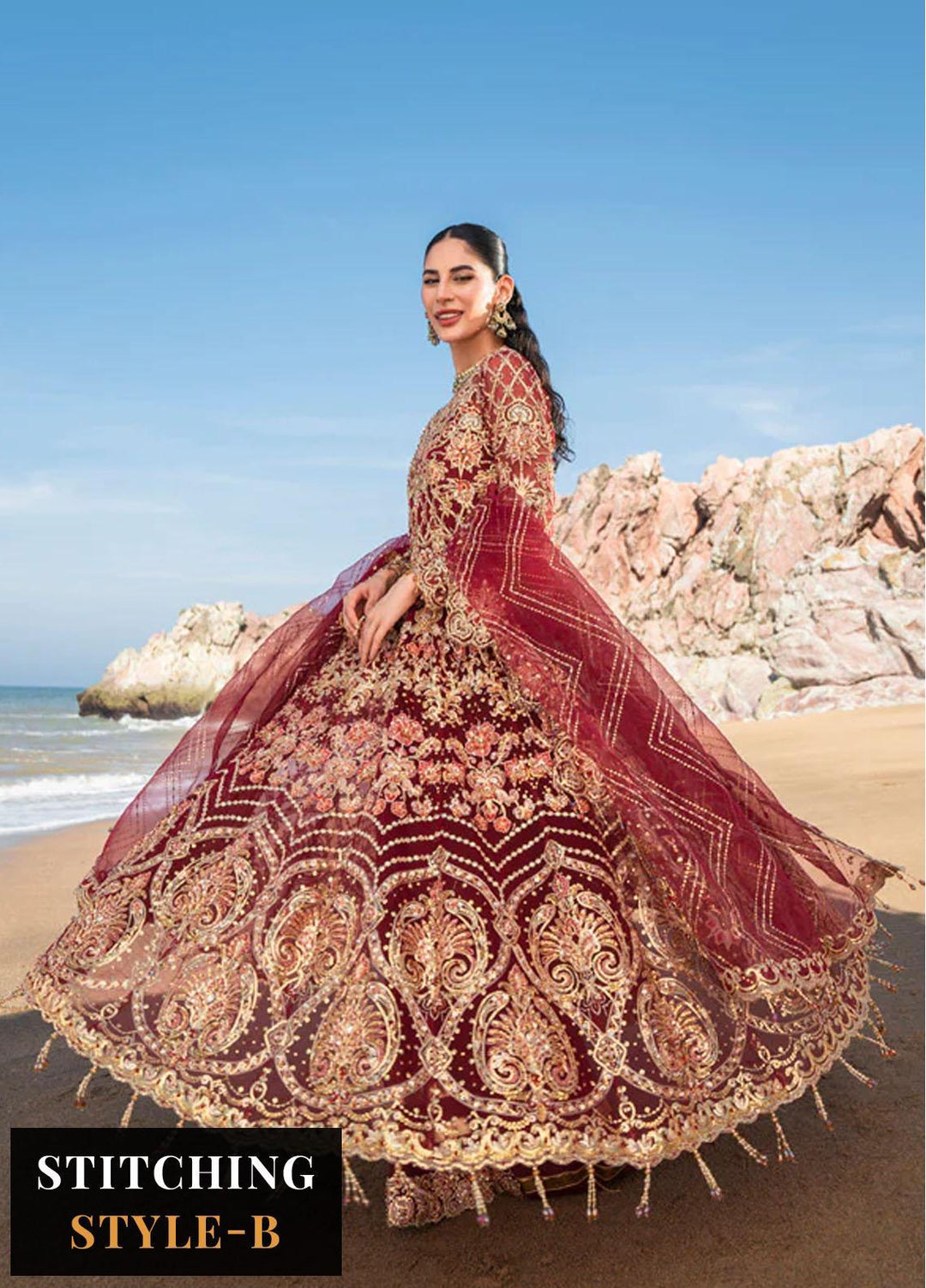 Versailles By Muneefa Naz Embroidered Organza Suits Unstitched 3 Piece MN22V Aden - Wedding Collection