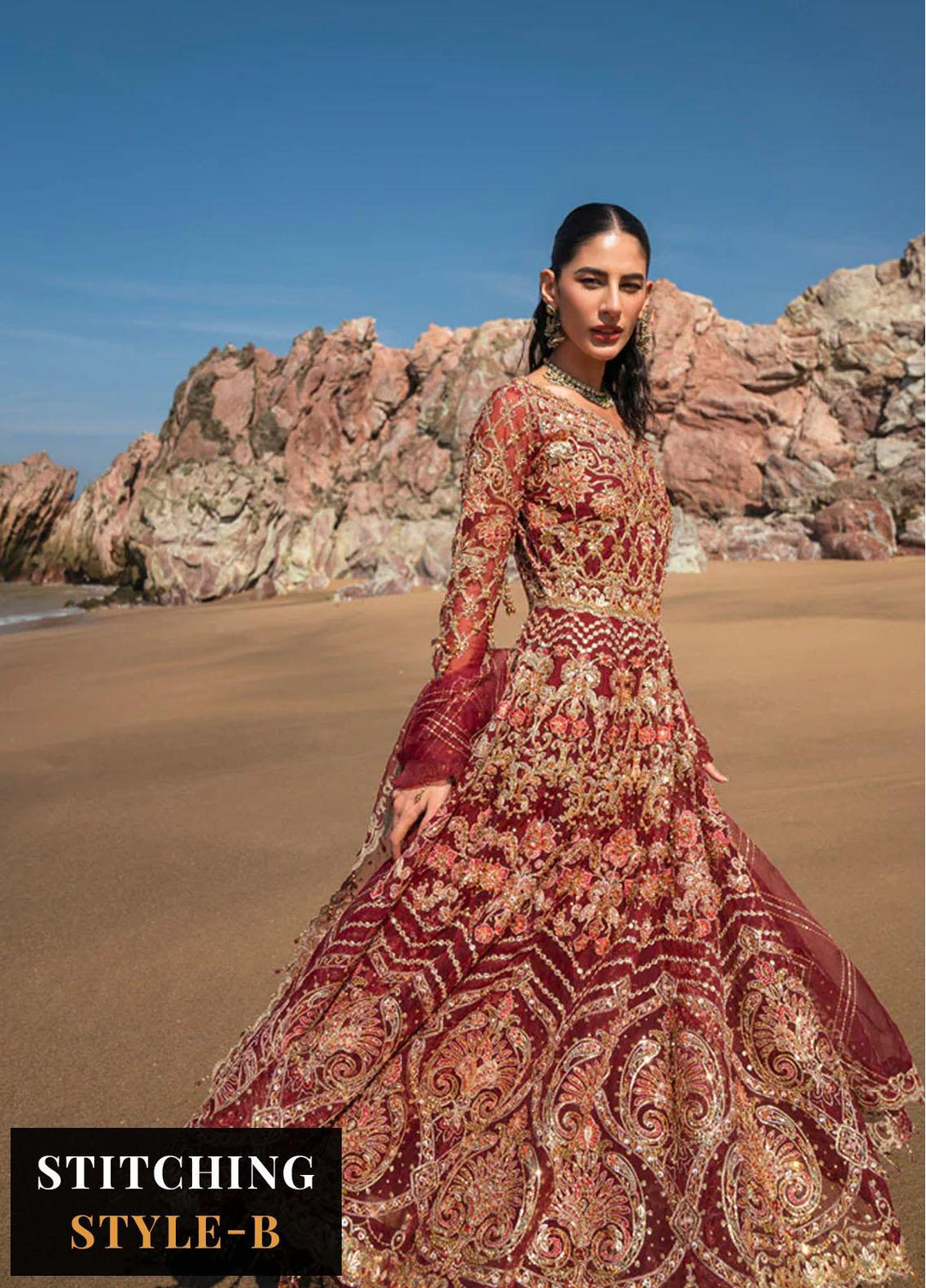 Versailles By Muneefa Naz Embroidered Organza Suits Unstitched 3 Piece MN22V Aden - Wedding Collection