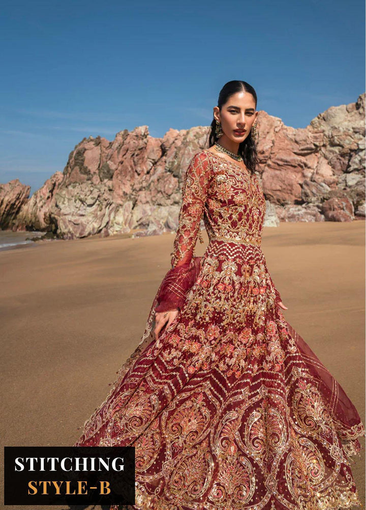 Versailles By Muneefa Naz Embroidered Organza Suits Unstitched 3 Piece MN22V Aden - Wedding Collection