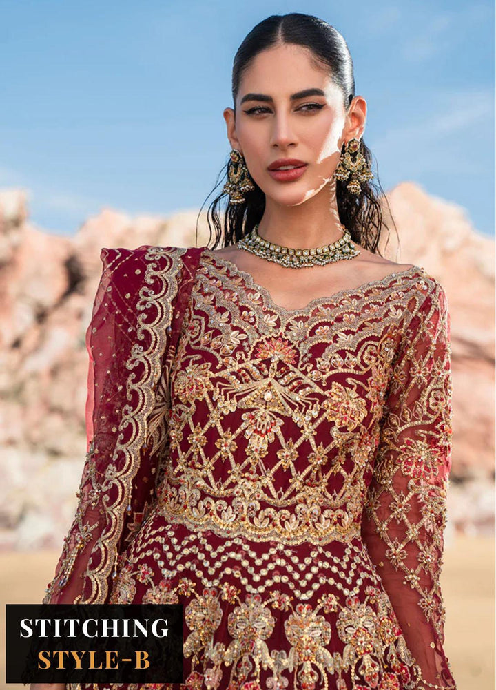 Versailles By Muneefa Naz Embroidered Organza Suits Unstitched 3 Piece MN22V Aden - Wedding Collection