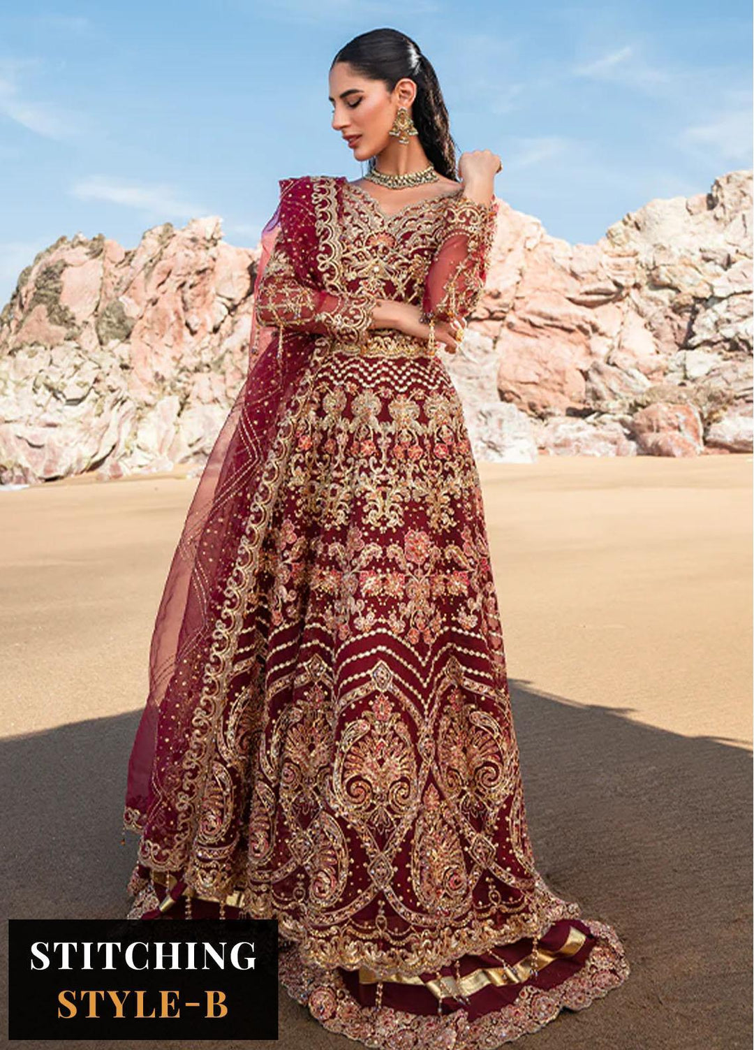 Versailles By Muneefa Naz Embroidered Organza Suits Unstitched 3 Piece MN22V Aden - Wedding Collection