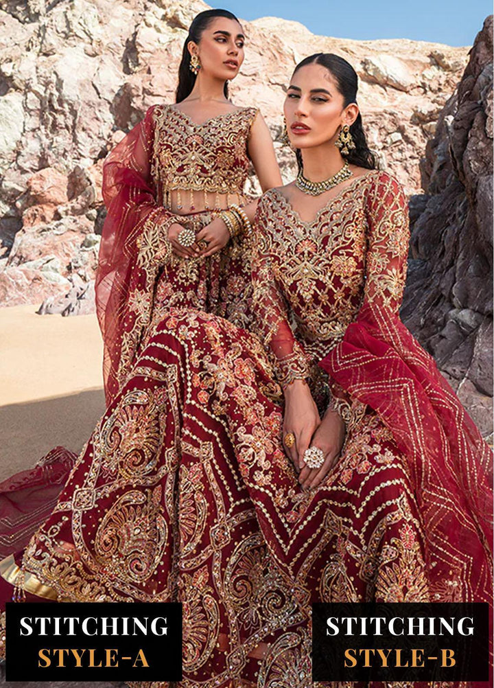 Versailles By Muneefa Naz Embroidered Organza Suits Unstitched 3 Piece MN22V Aden - Wedding Collection