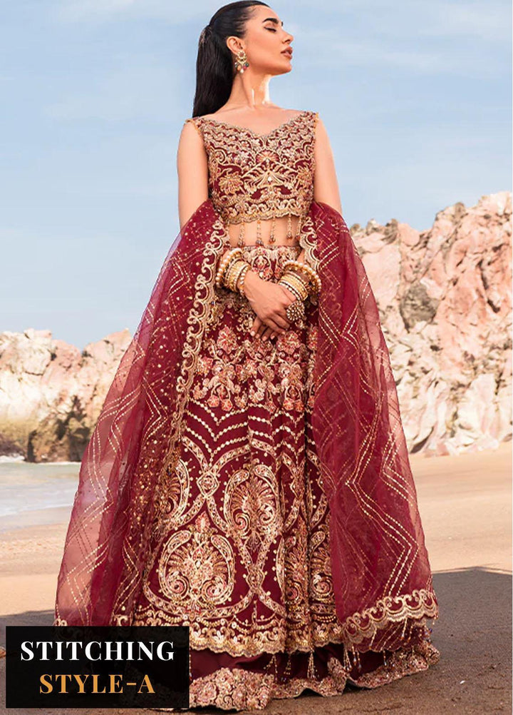 Versailles By Muneefa Naz Embroidered Organza Suits Unstitched 3 Piece MN22V Aden - Wedding Collection