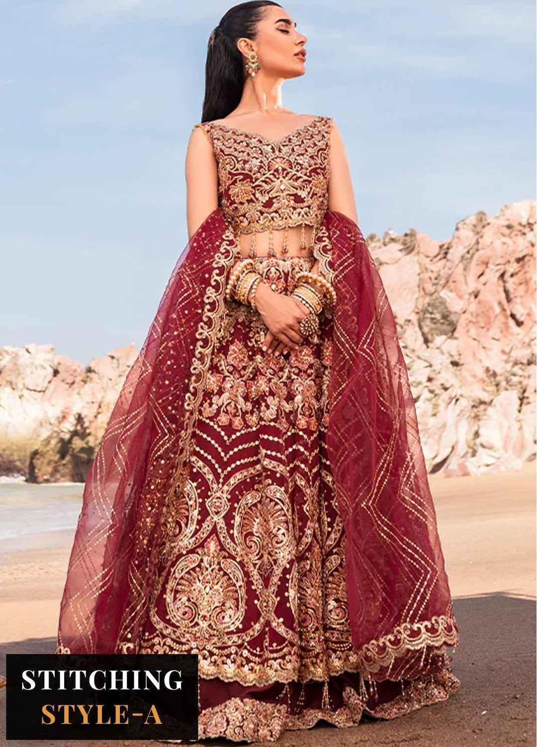 Versailles By Muneefa Naz Embroidered Organza Suits Unstitched 3 Piece MN22V Aden - Wedding Collection