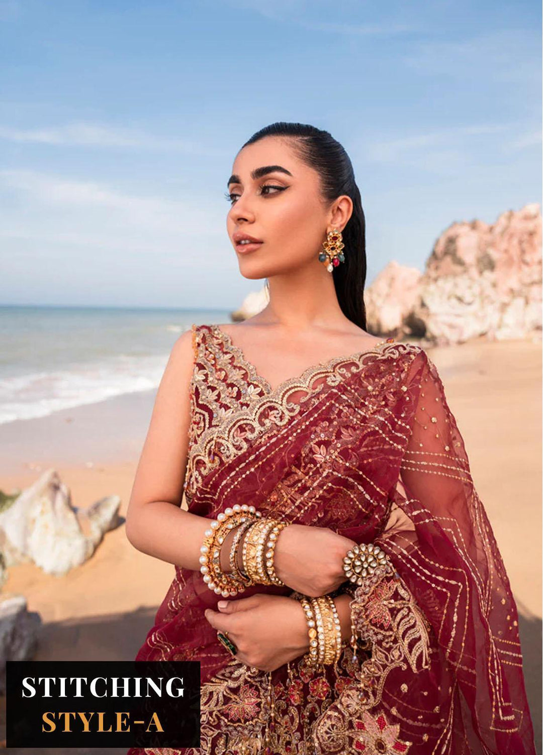 Versailles By Muneefa Naz Embroidered Organza Suits Unstitched 3 Piece MN22V Aden - Wedding Collection