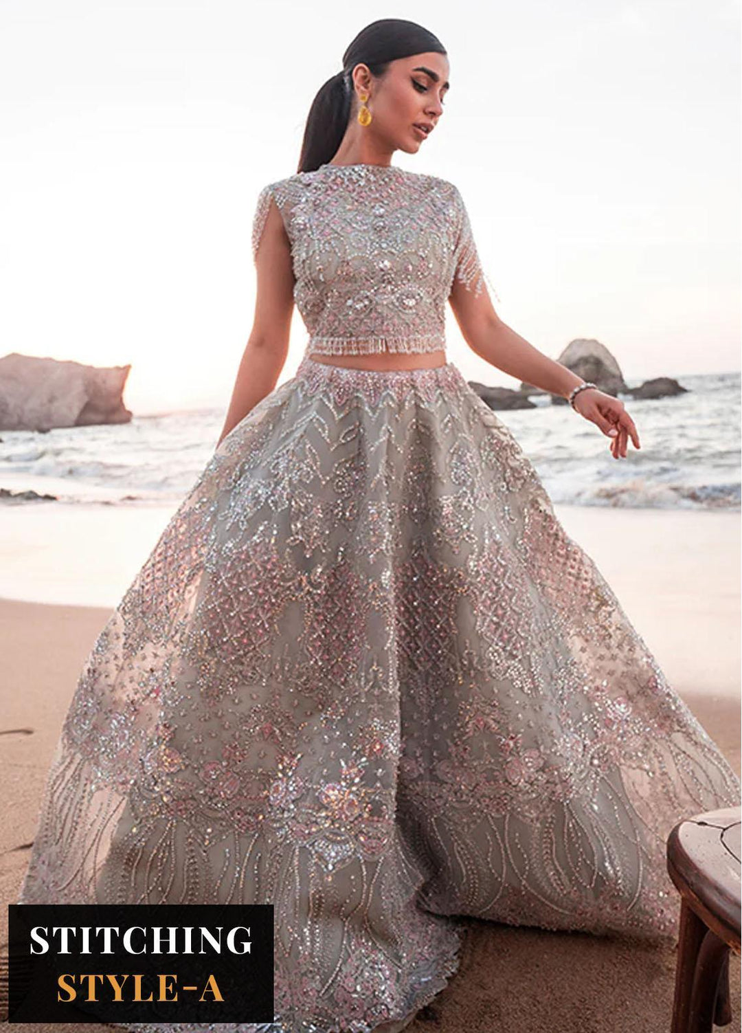 Versailles By Muneefa Naz Embroidered Net Suits Unstitched 3 Piece MN22V Camille - Wedding Collection