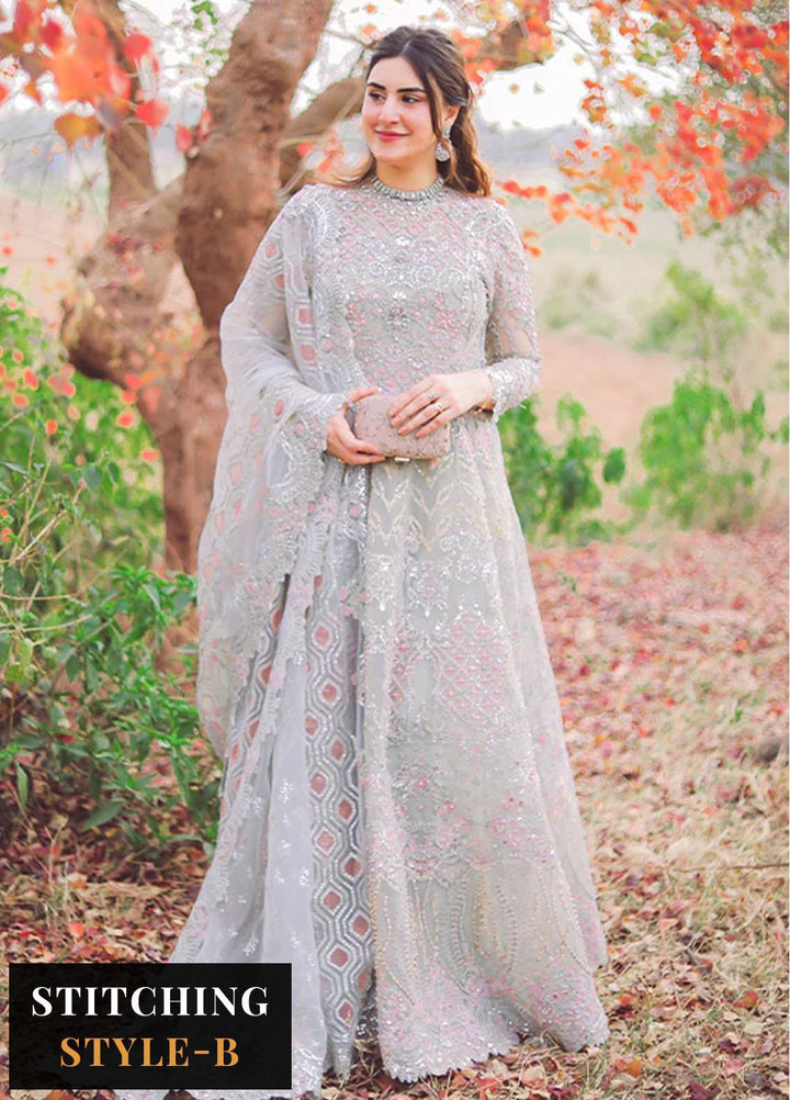 Versailles By Muneefa Naz Embroidered Net Suits Unstitched 3 Piece MN22V Camille - Wedding Collection