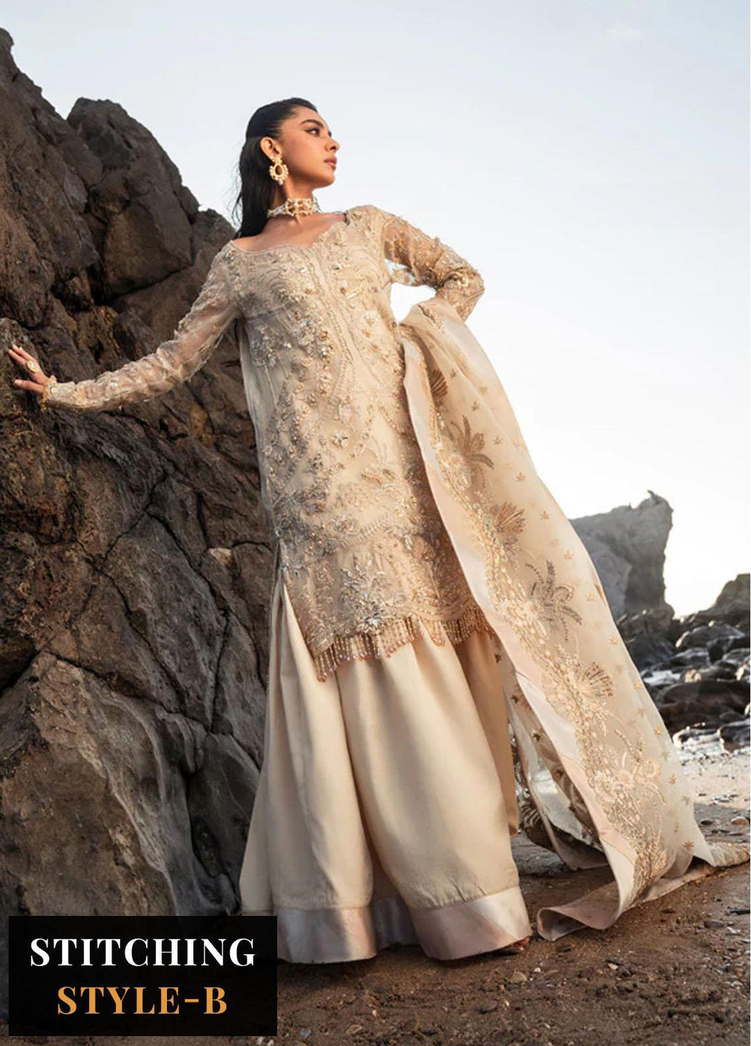 Versailles By Muneefa Naz Embroidered Organza Suits Unstitched 4 Piece MN22V Claire - Wedding Collection