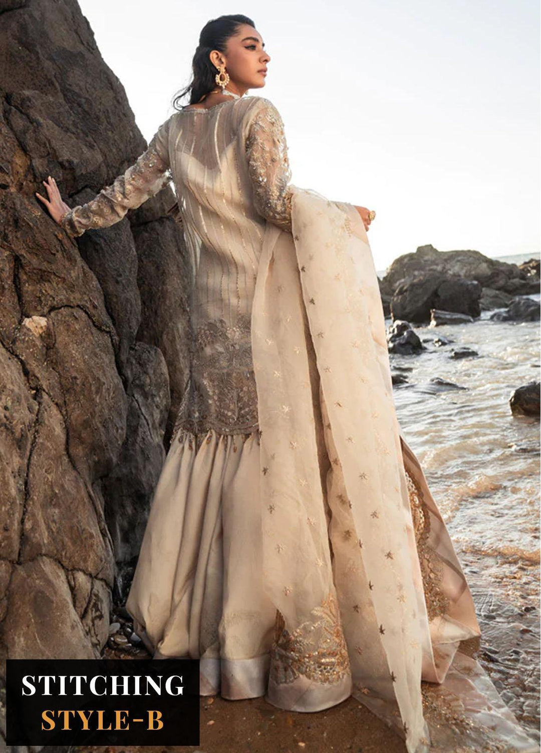 Versailles By Muneefa Naz Embroidered Organza Suits Unstitched 4 Piece MN22V Claire - Wedding Collection