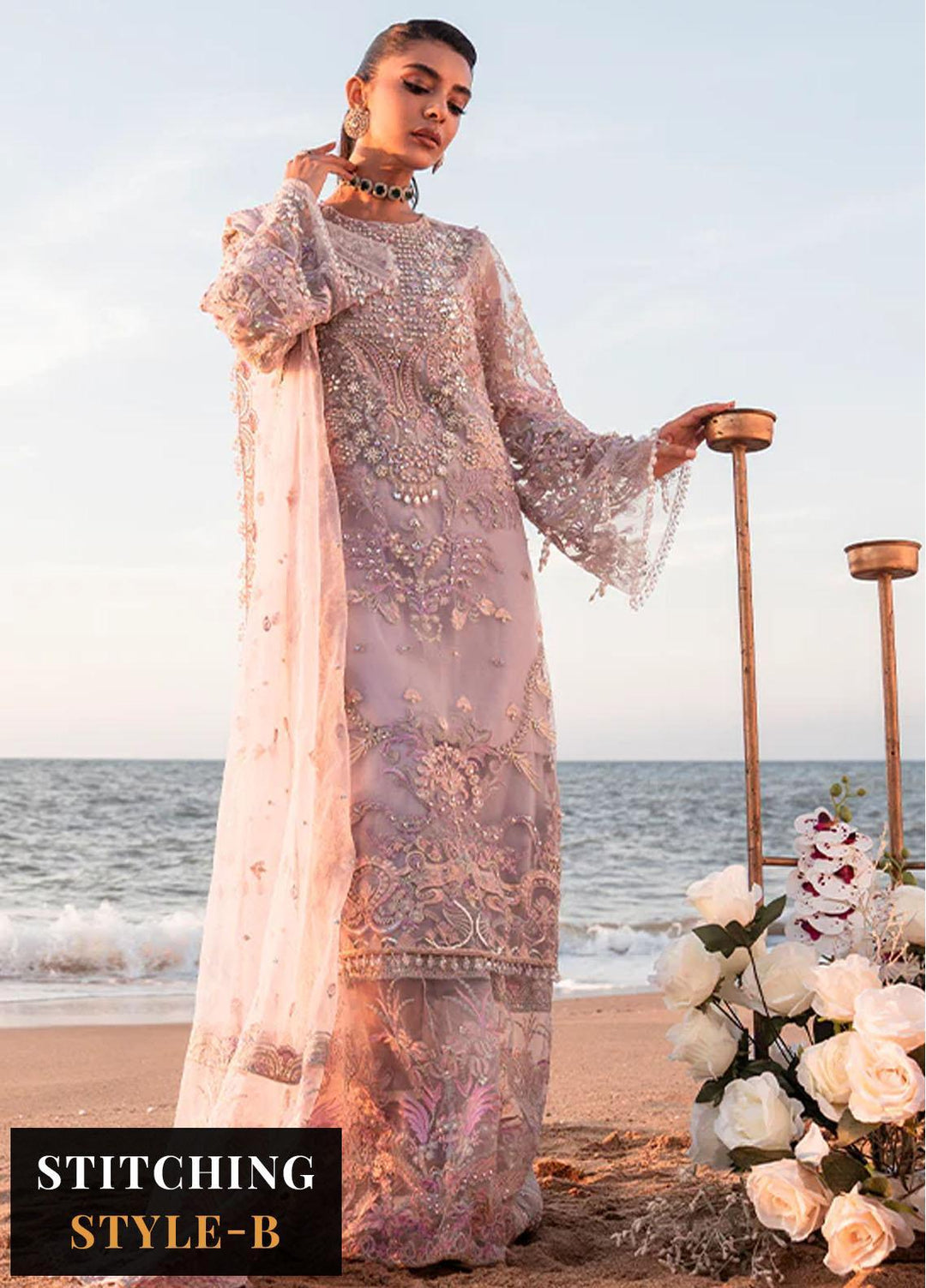 Versailles By Muneefa Naz Embroidered Net Suits Unstitched 4 Piece MN22V Janette - Wedding Collection