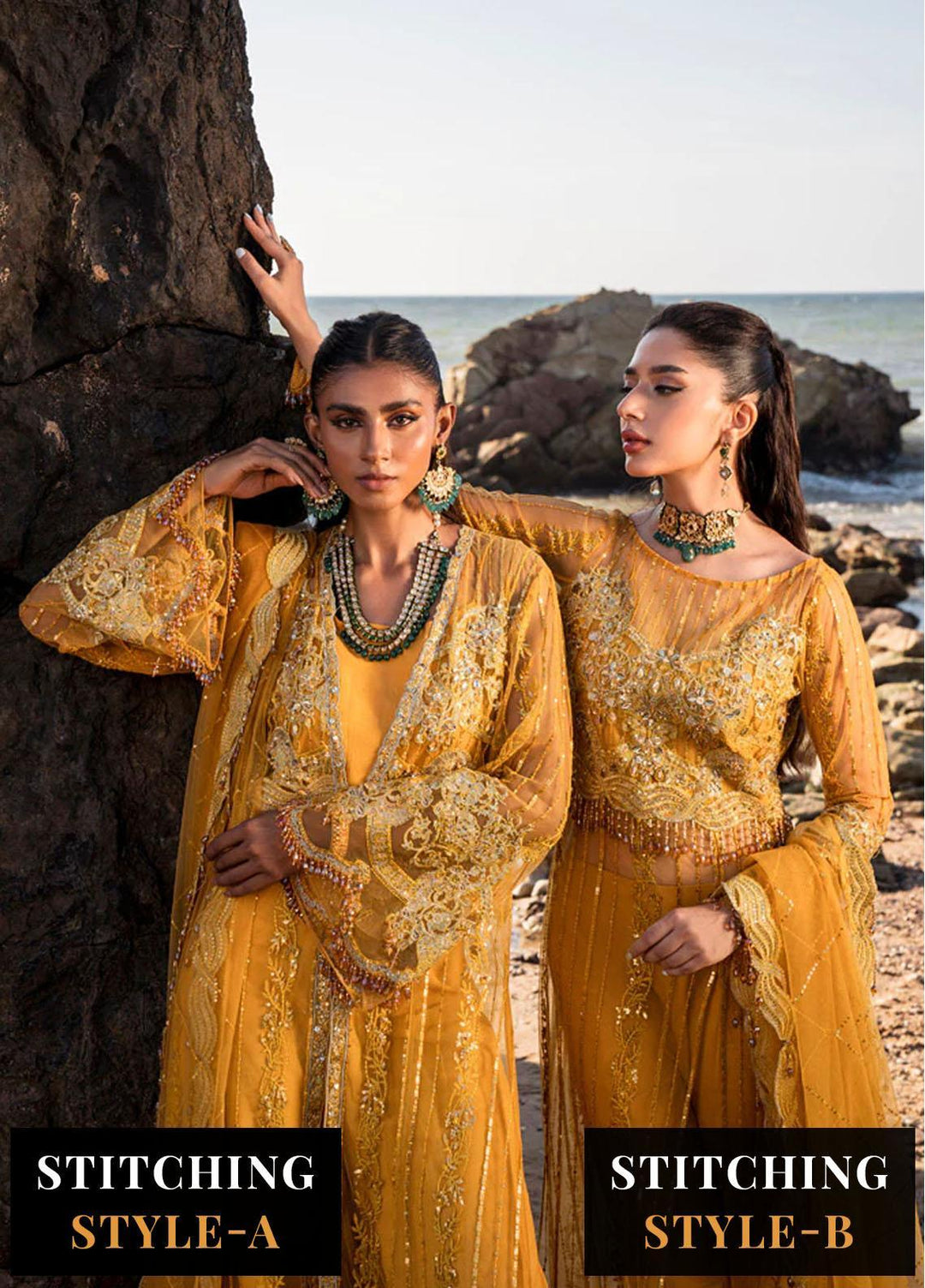 Versailles By Muneefa Naz Embroidered Net Suits Unstitched 4 Piece MN22V Monique - Wedding Collection