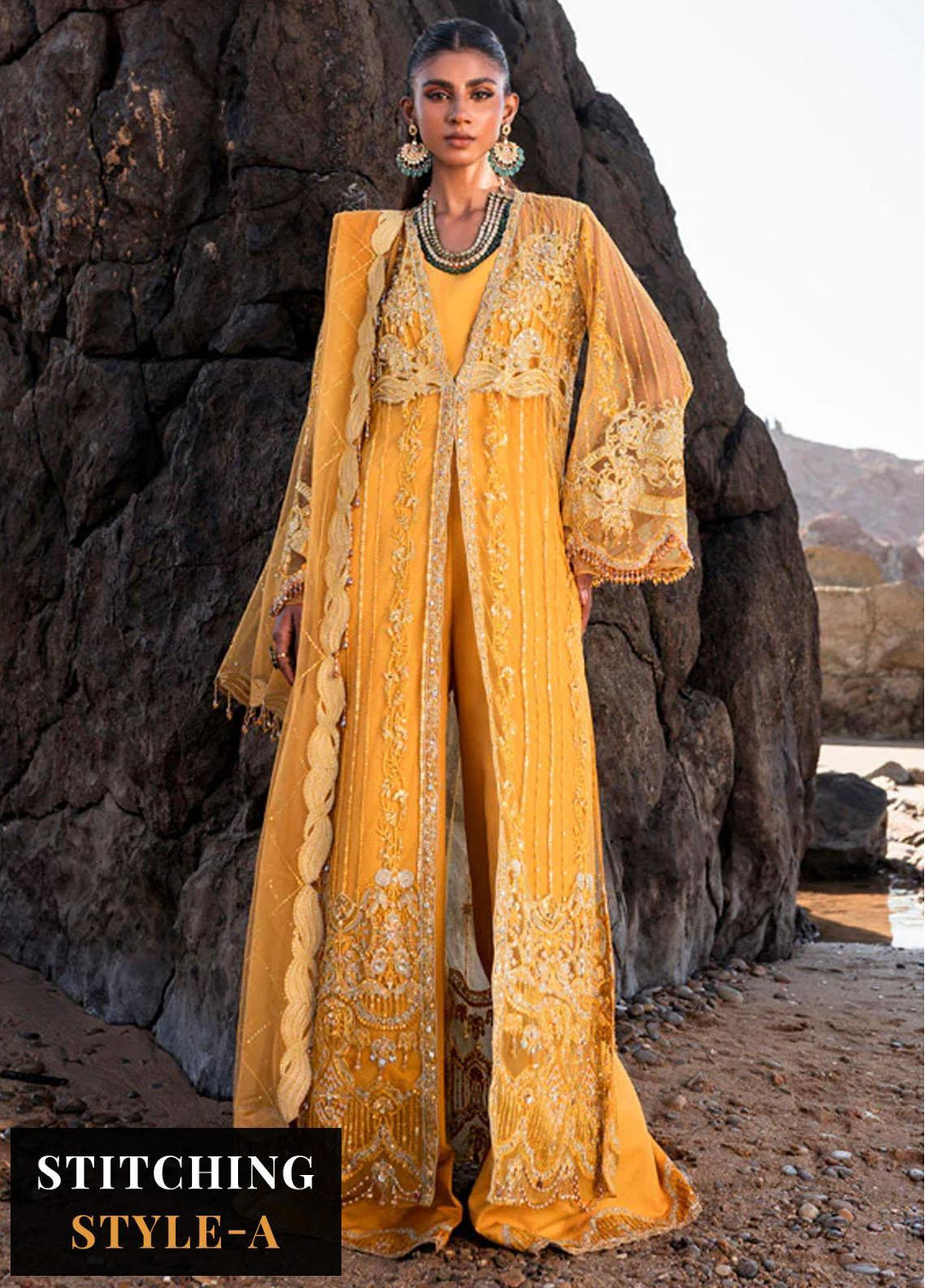 Versailles By Muneefa Naz Embroidered Net Suits Unstitched 4 Piece MN22V Monique - Wedding Collection