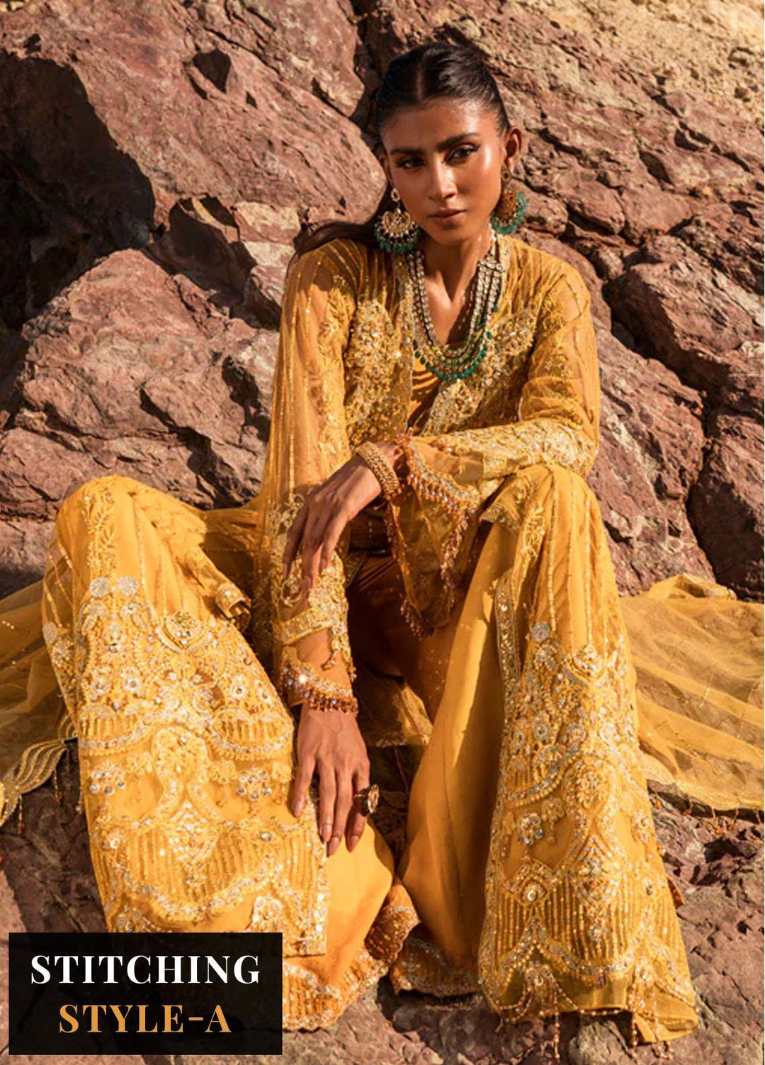 Versailles By Muneefa Naz Embroidered Net Suits Unstitched 4 Piece MN22V Monique - Wedding Collection