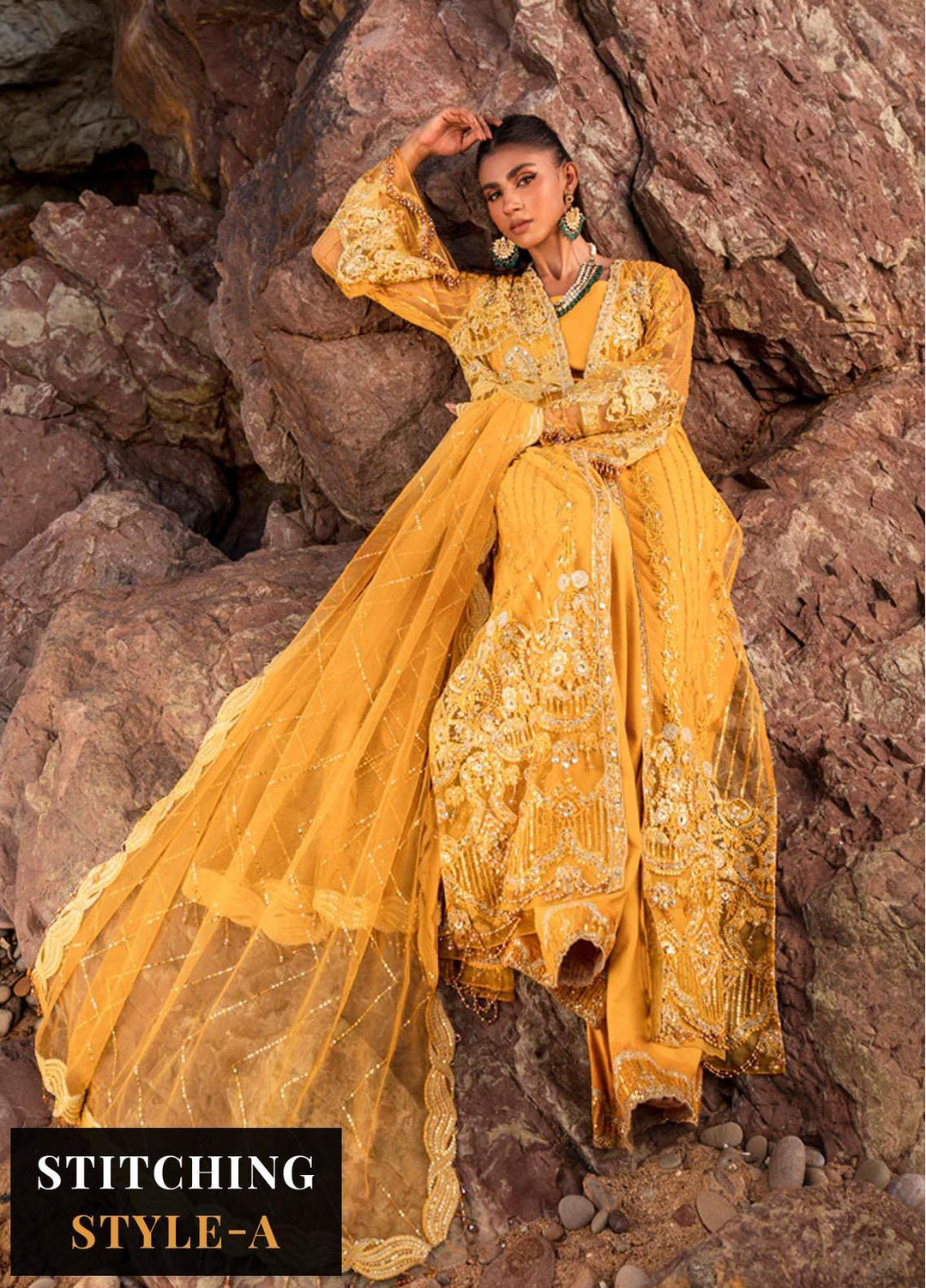 Versailles By Muneefa Naz Embroidered Net Suits Unstitched 4 Piece MN22V Monique - Wedding Collection