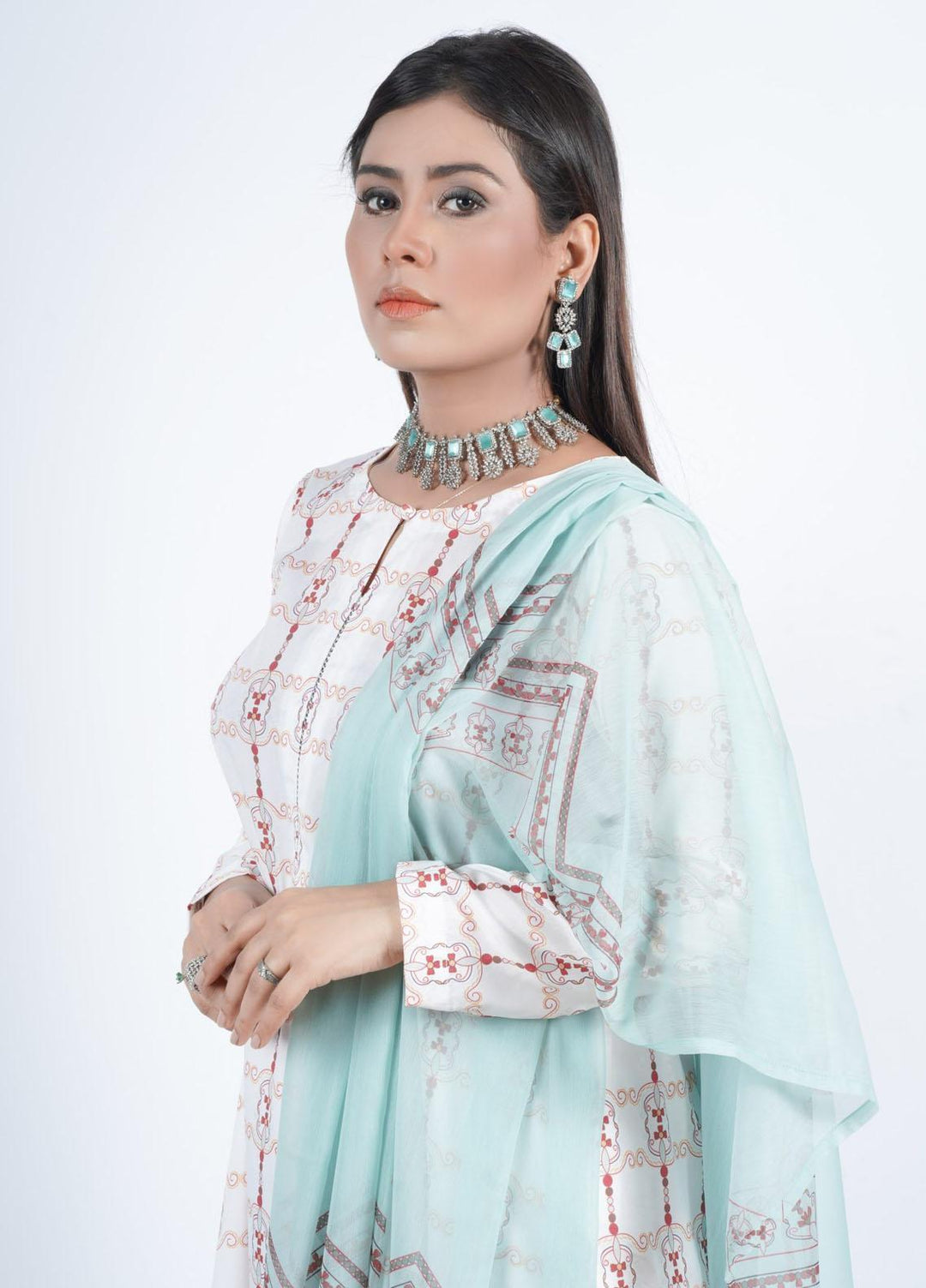 Vibgyor Fashion Printed Silk Suits Unstitched 3 Piece Symphonie Off-White D1-C1-23U - Formal Collection