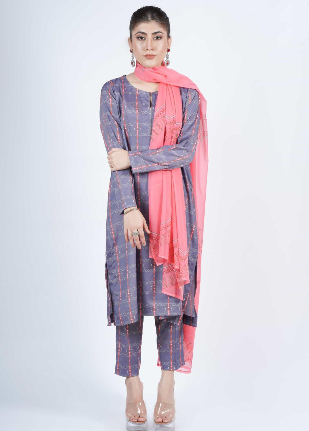 Vibgyor Fashion Printed Silk Suits Unstitched 3 Piece Symphonie Blue D1-C2-23U - Formal Collection