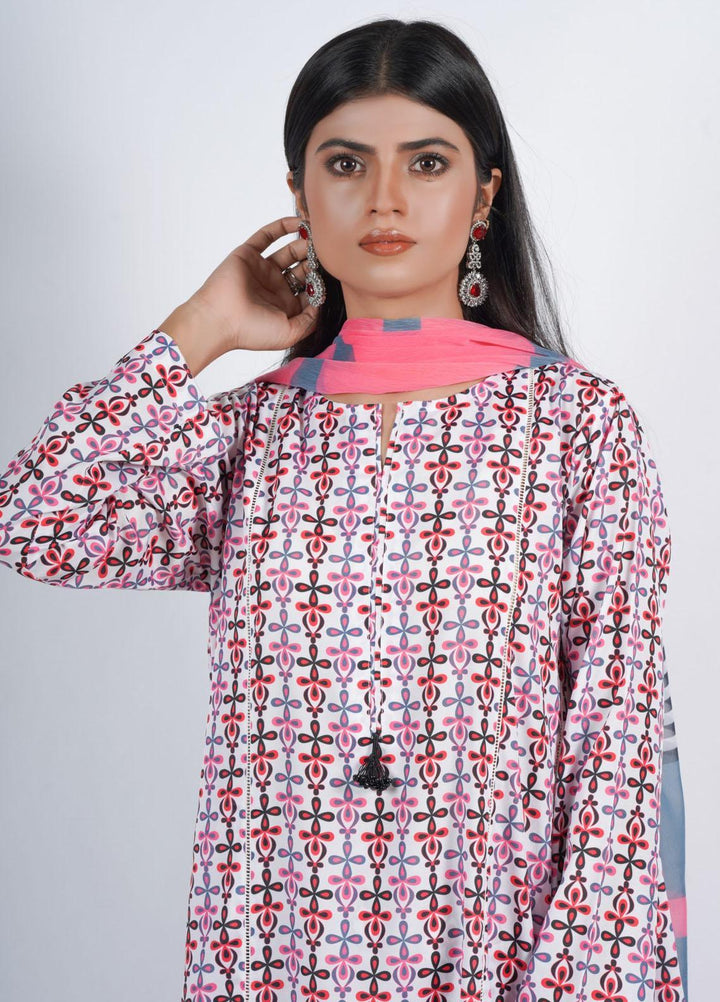 Vibgyor Fashion Printed Silk Suits Unstitched 3 Piece Zaira White D2-C1-23U - Formal Collection