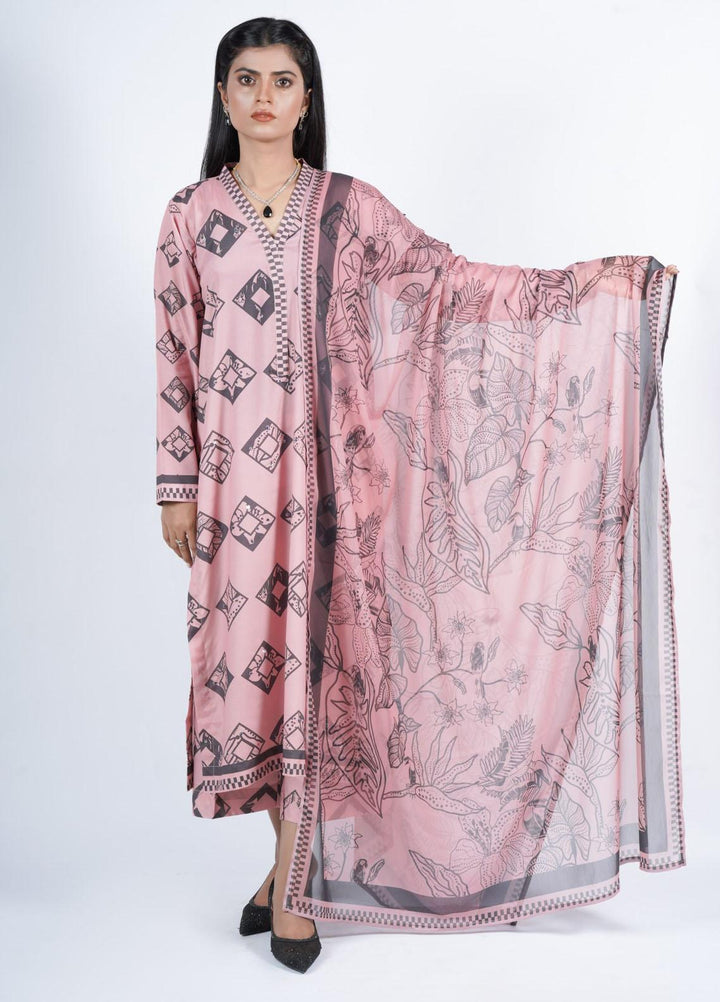 Vibgyor Fashion Printed Silk Suits Unstitched 3 Piece Marvel Tea Pink D5-C1-23U - Formal Collection