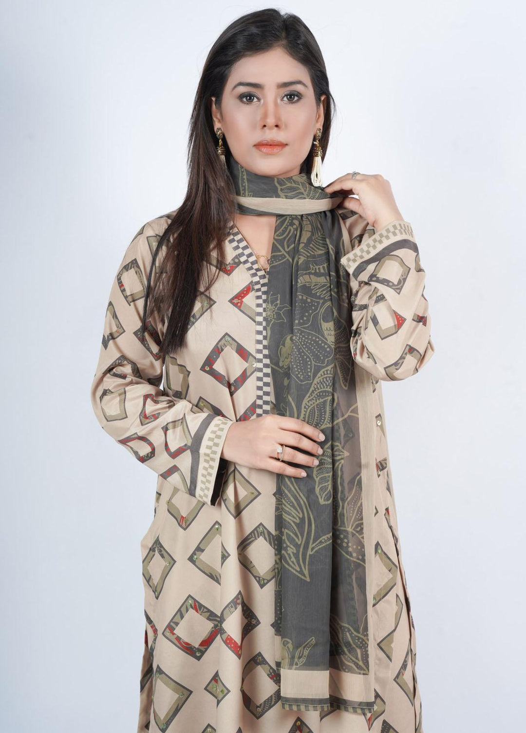 Vibgyor Fashion Printed Silk Suits Unstitched 3 Piece Marvel Tea Green D5-C2-23U - Formal Collection