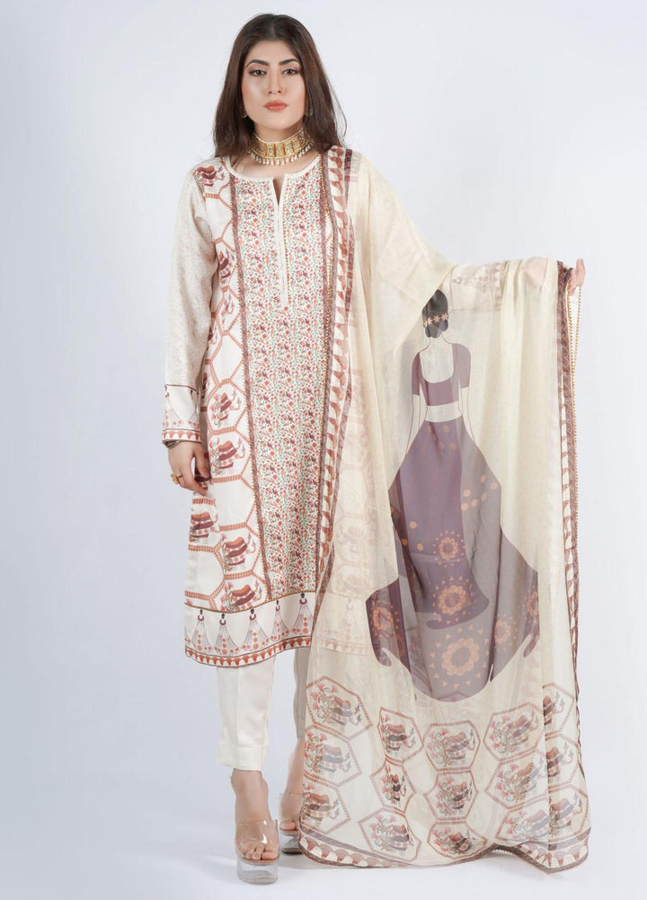 Vibgyor Fashion Printed Corduroy Suits Unstitched 3 Piece Senora Mughal Skin D7-23U - Formal Collection