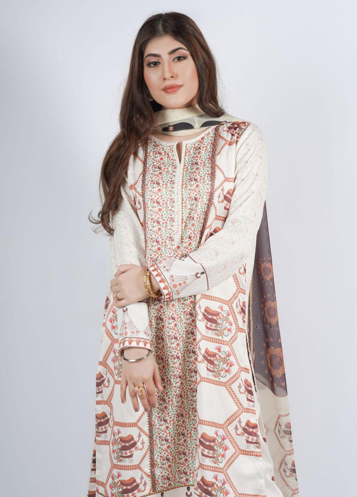 Vibgyor Fashion Printed Corduroy Suits Unstitched 3 Piece Senora Mughal Skin D7-23U - Formal Collection