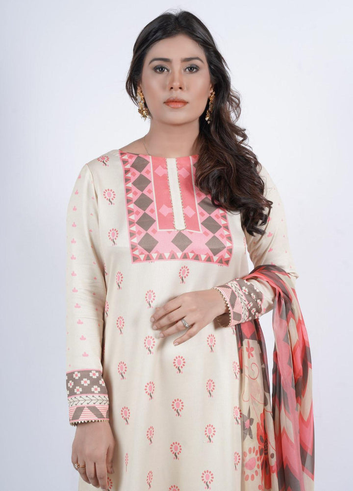 Vibgyor Fashion Printed Corduroy Suits Unstitched 3 Piece Daisy Skin D9-C2-23U - Formal Collection