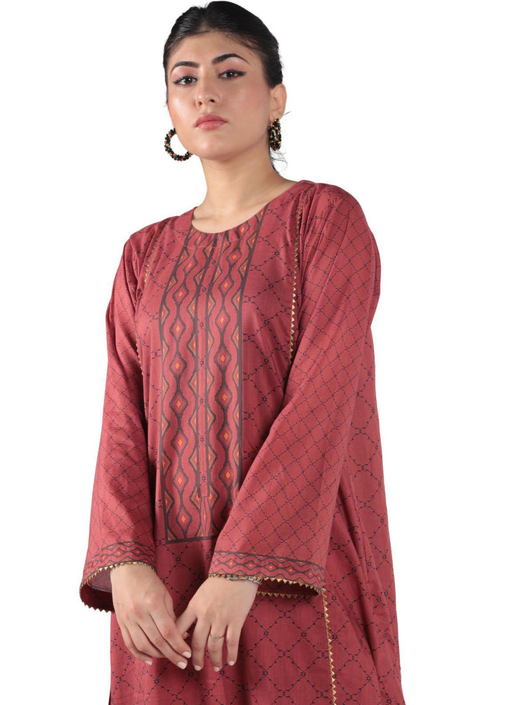 Vibgyor Fashion Printed Lawn Suits Unstitched 3 Piece Elaya Red D3-C1-23U - Formal Collection