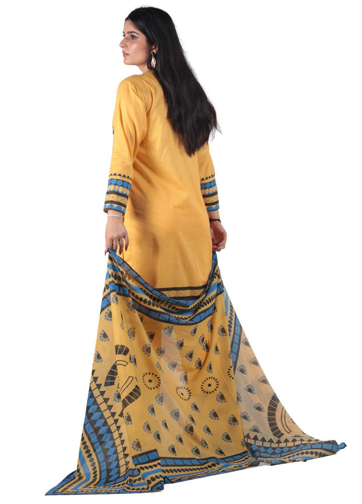 Vibgyor Fashion Printed Lawn Suits Unstitched 3 Piece Leya Yellow D7-C1-23U - Formal Collection