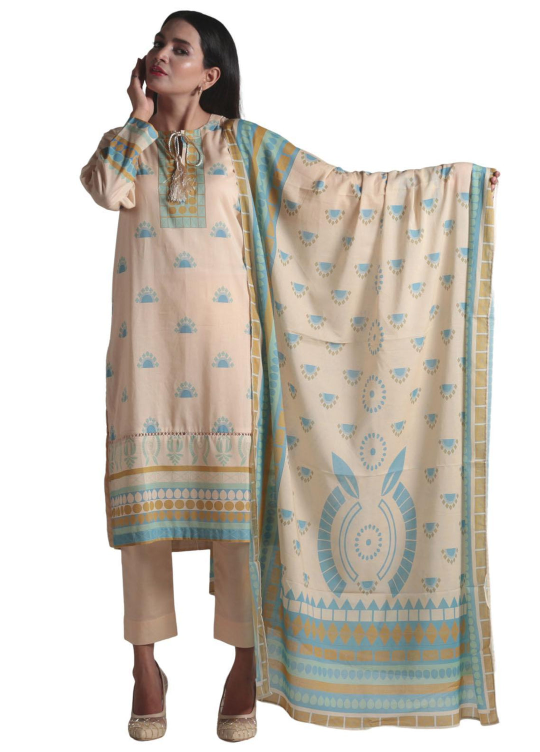 Vibgyor Fashion Printed Lawn Suits Unstitched 3 Piece Leya Skin D7-C2-23U - Formal Collection