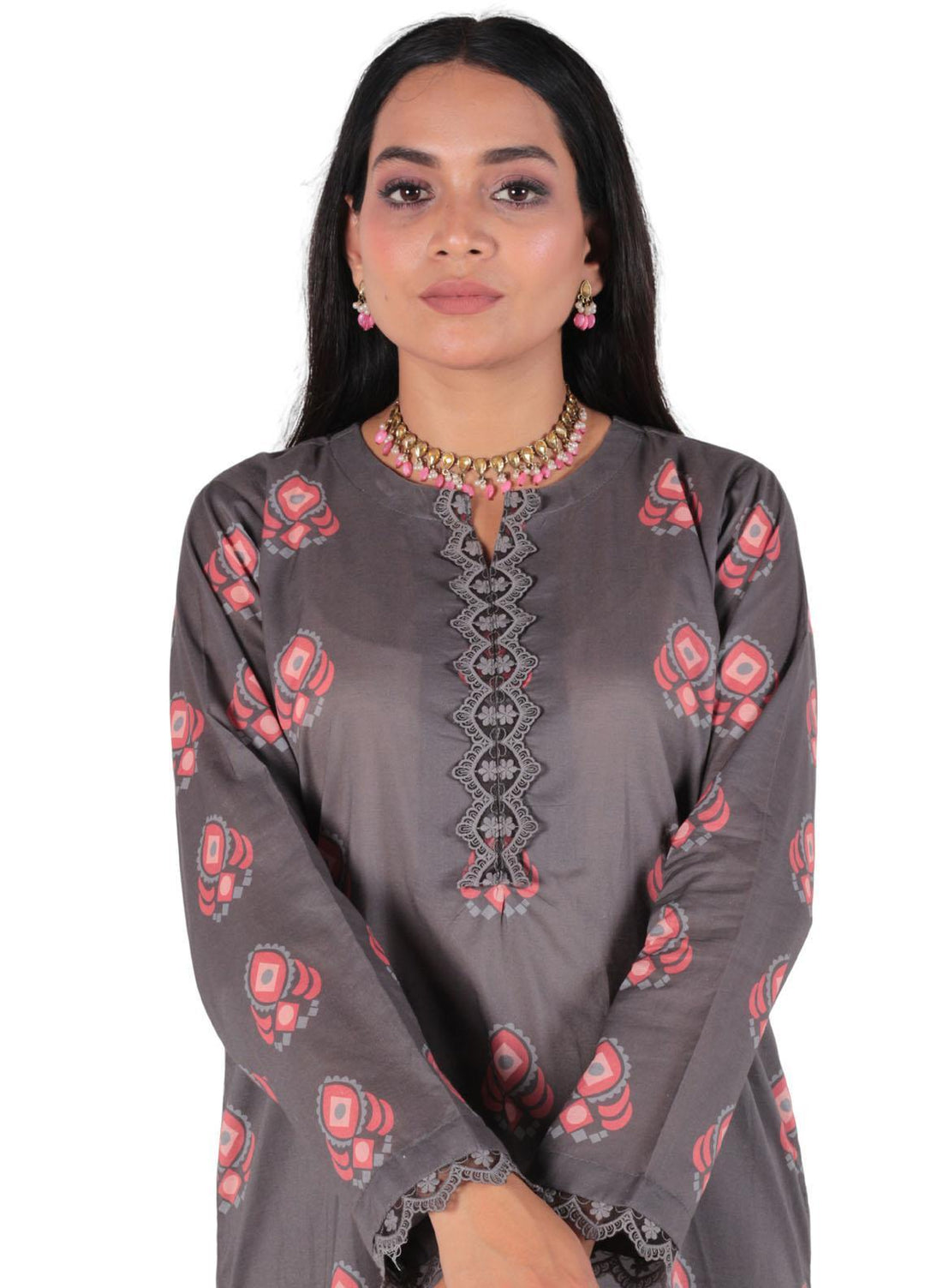 Vibgyor Fashion Printed Lawn Suits Unstitched 3 Piece Ivaan Grey D8-C2-23U - Formal Collection