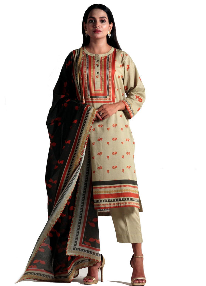 Vibgyor Fashion Printed Lawn Suits Unstitched 3 Piece Zade Tea Green D12-C1-23U - Formal Collection