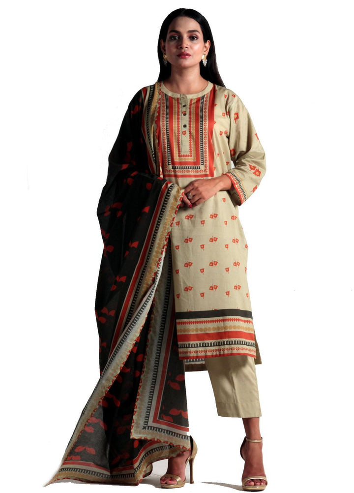 Vibgyor Fashion Printed Lawn Suits Unstitched 3 Piece Zade Tea Green D12-C1-23U - Formal Collection