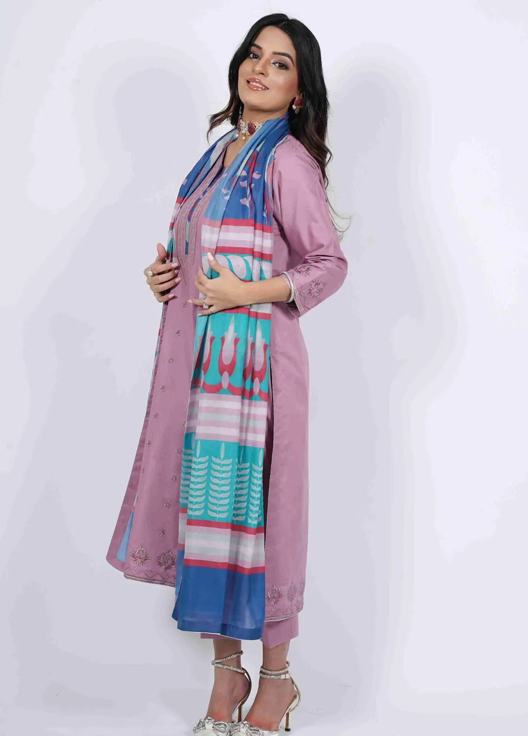 Vibgyor Fashion Pret Embroidered Lawn 3 Piece Suit D2-S-V124 AMBROSIA PINK