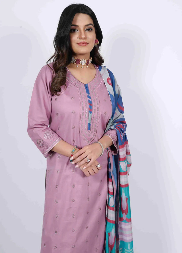 Vibgyor Fashion Pret Embroidered Lawn 3 Piece Suit D2-S-V124 AMBROSIA PINK