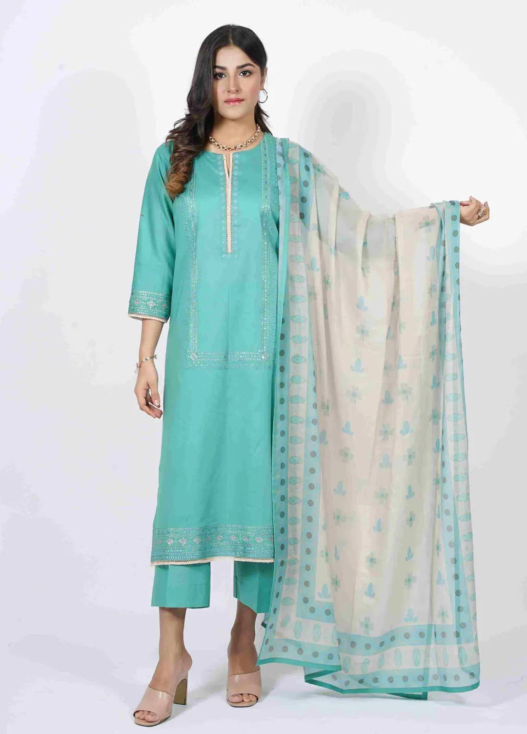 Vibgyor Fashion Pret Embroidered Lawn 3 Piece Suit D5-S-V124 CLASIGO GREEN