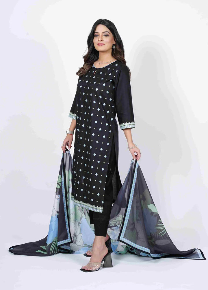 Vibgyor Fashion Pret Embroidered Lawn 3 Piece Suit D6-S-V124 RIVA BLACK