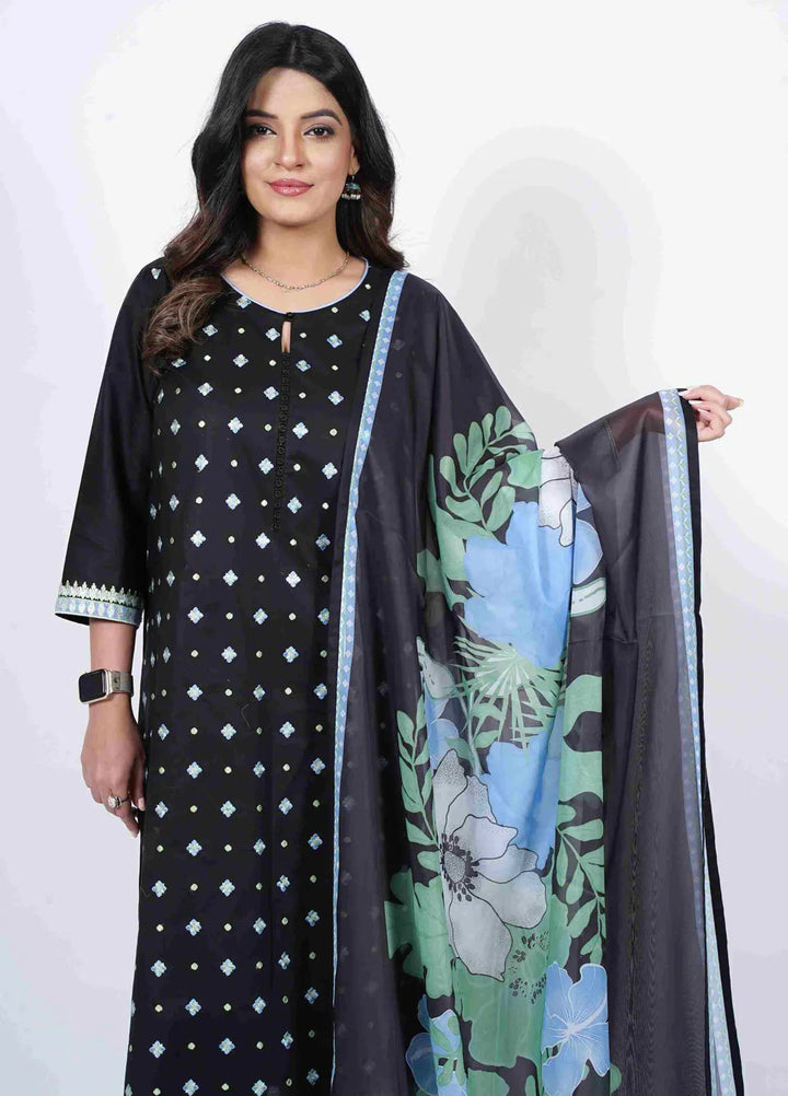 Vibgyor Fashion Pret Embroidered Lawn 3 Piece Suit D6-S-V124 RIVA BLACK