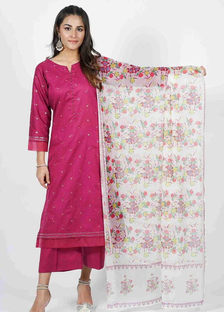 Vibgyor Fashion Pret Embroidered Lawn 3 Piece Suit D7-S-V124 ALORA MAGENTA