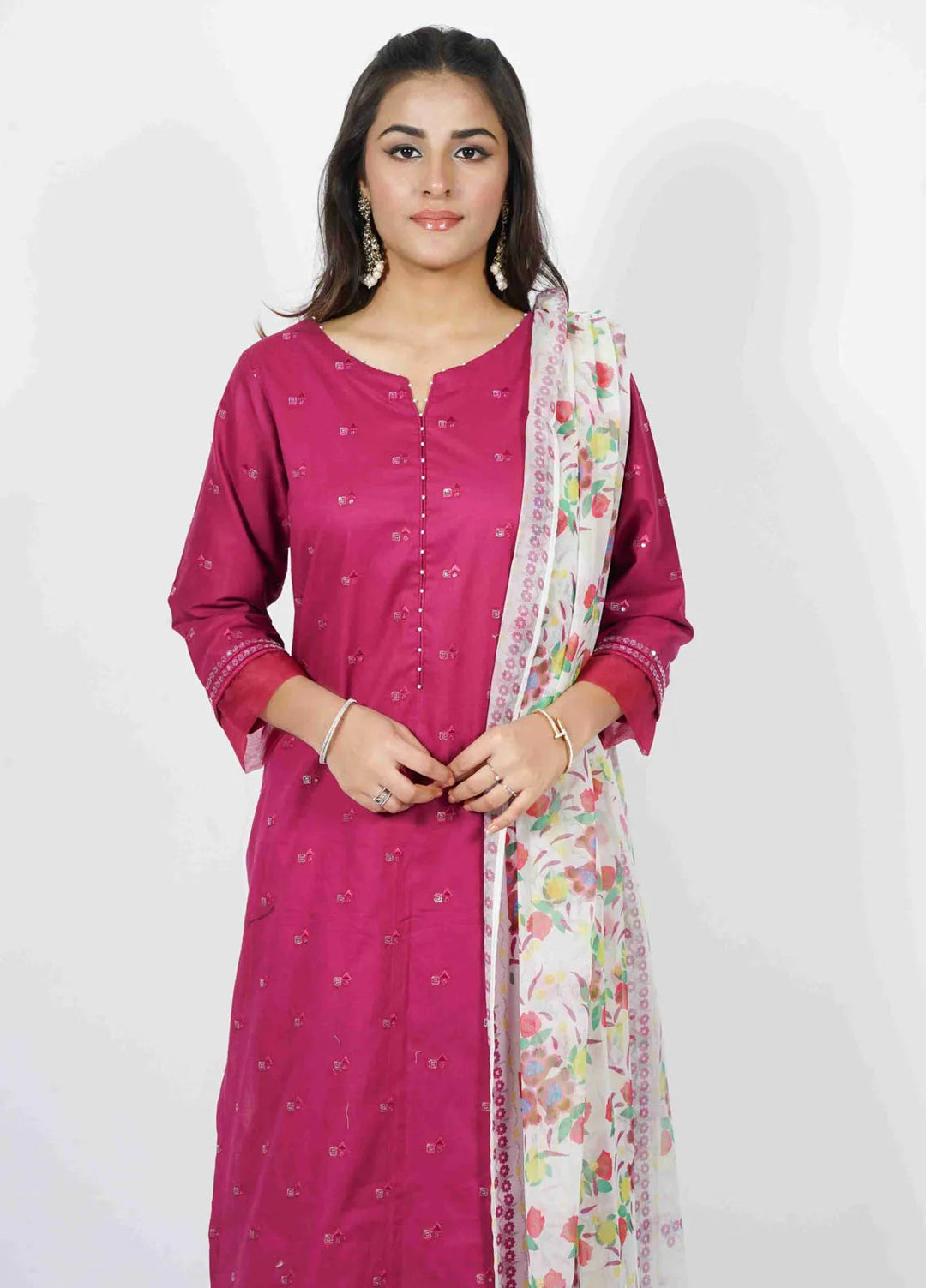 Vibgyor Fashion Pret Embroidered Lawn 3 Piece Suit D7-S-V124 ALORA MAGENTA