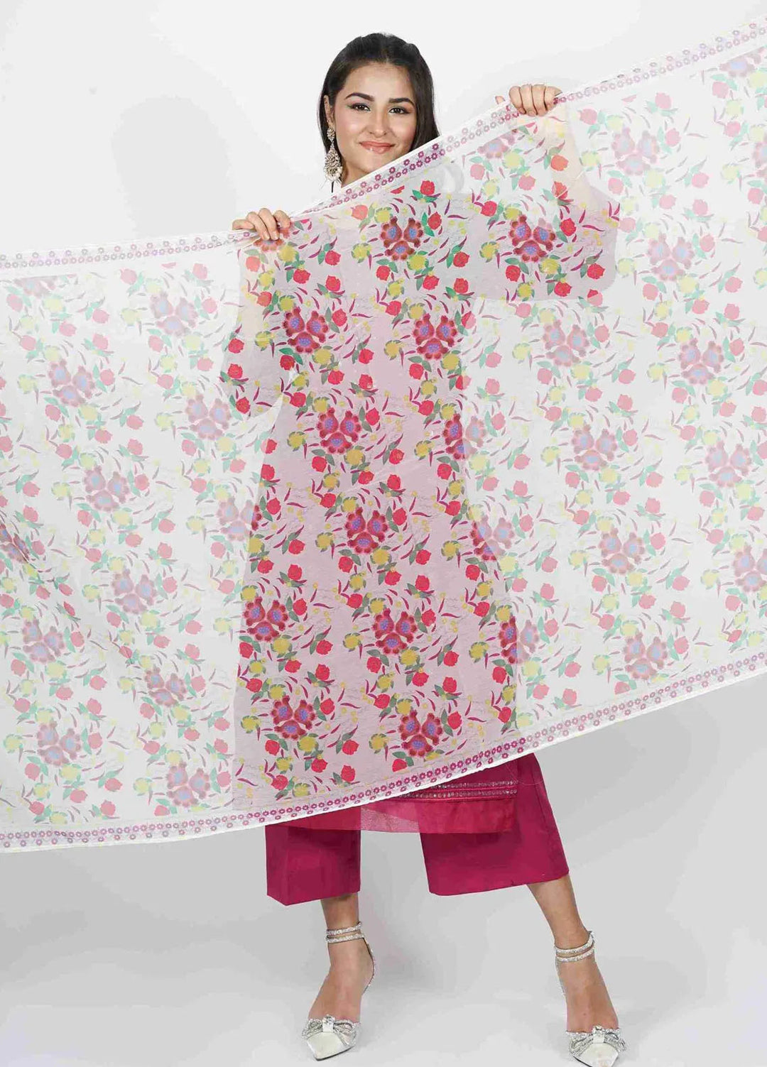 Vibgyor Fashion Pret Embroidered Lawn 3 Piece Suit D7-S-V124 ALORA MAGENTA
