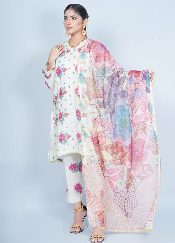 Vibgyor Fashion Pret Embroidered Swiss Lawn 3 Piece Suit Gulzar e Bahar Mint Green D2C1-A24