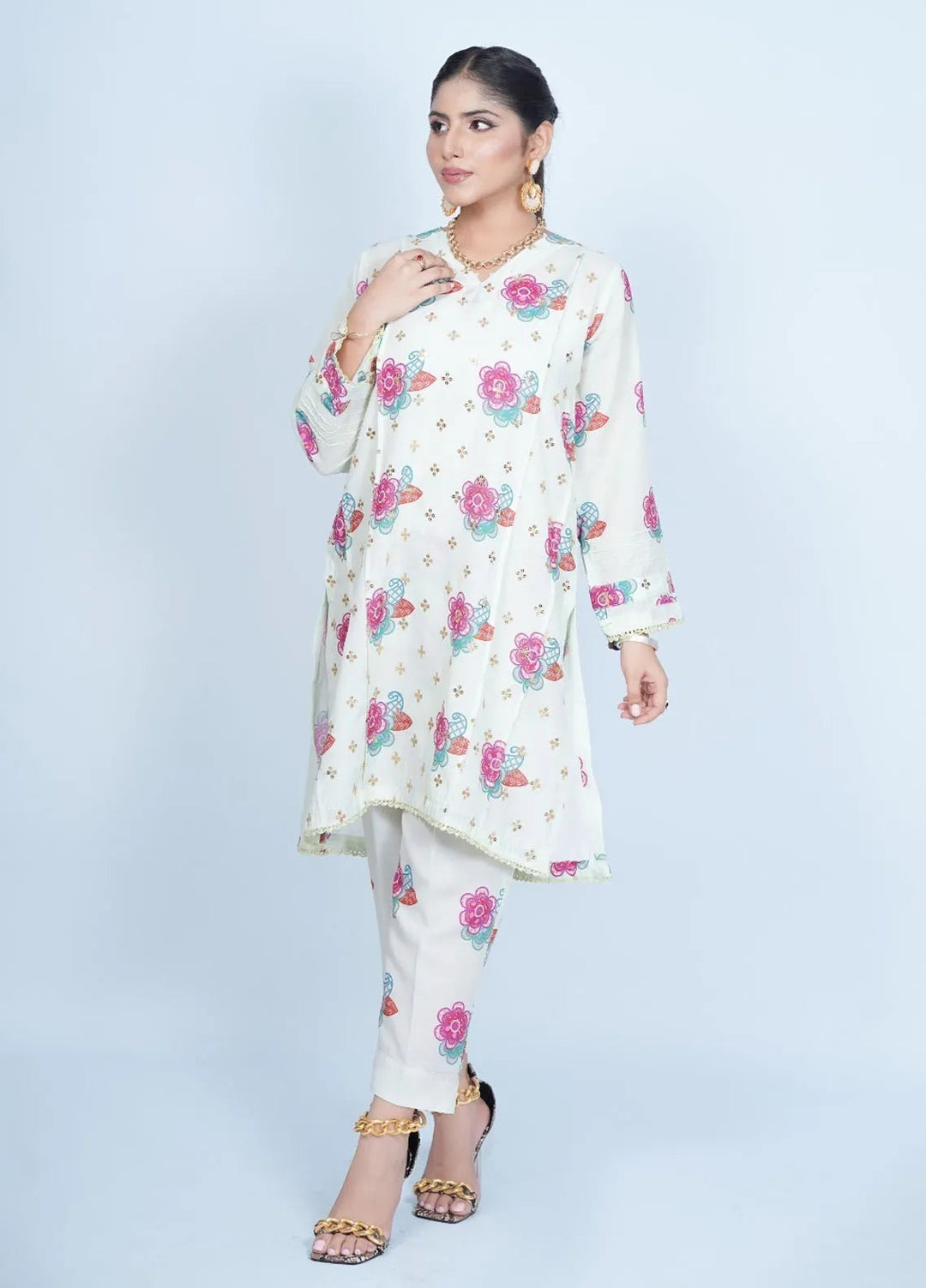 Vibgyor Fashion Pret Embroidered Swiss Lawn 3 Piece Suit Gulzar e Bahar Mint Green D2C1-A24