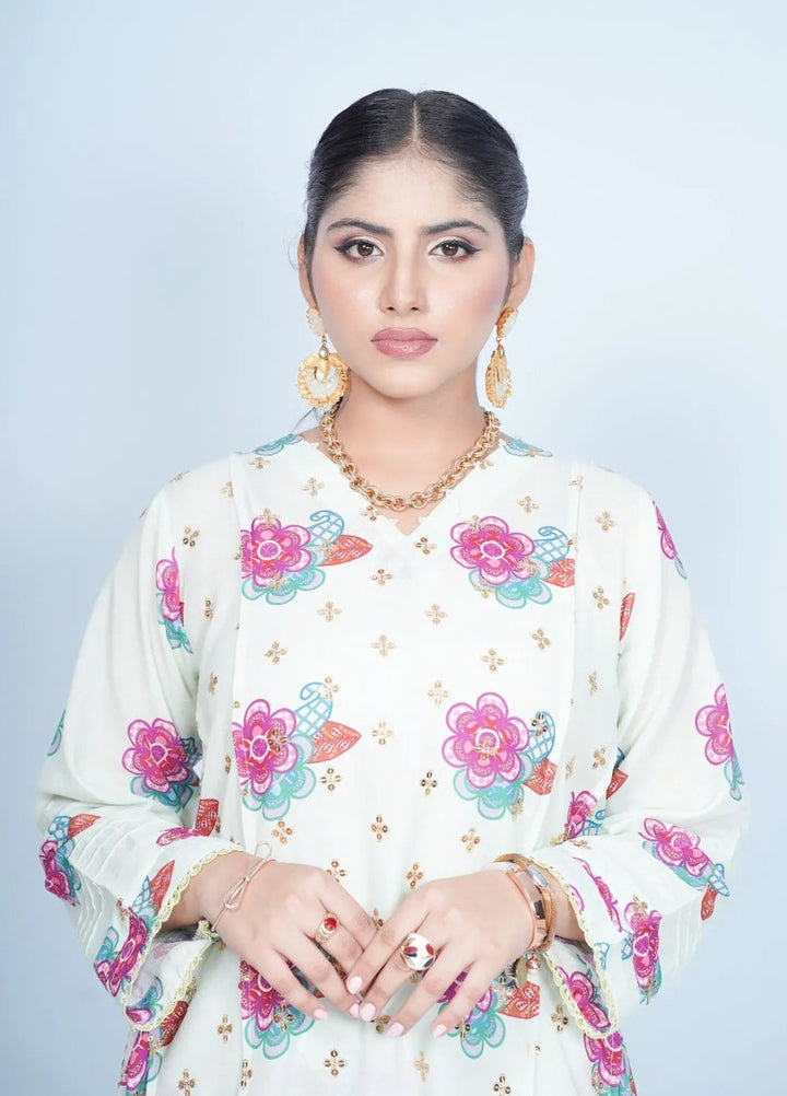 Vibgyor Fashion Pret Embroidered Swiss Lawn 3 Piece Suit Gulzar e Bahar Mint Green D2C1-A24