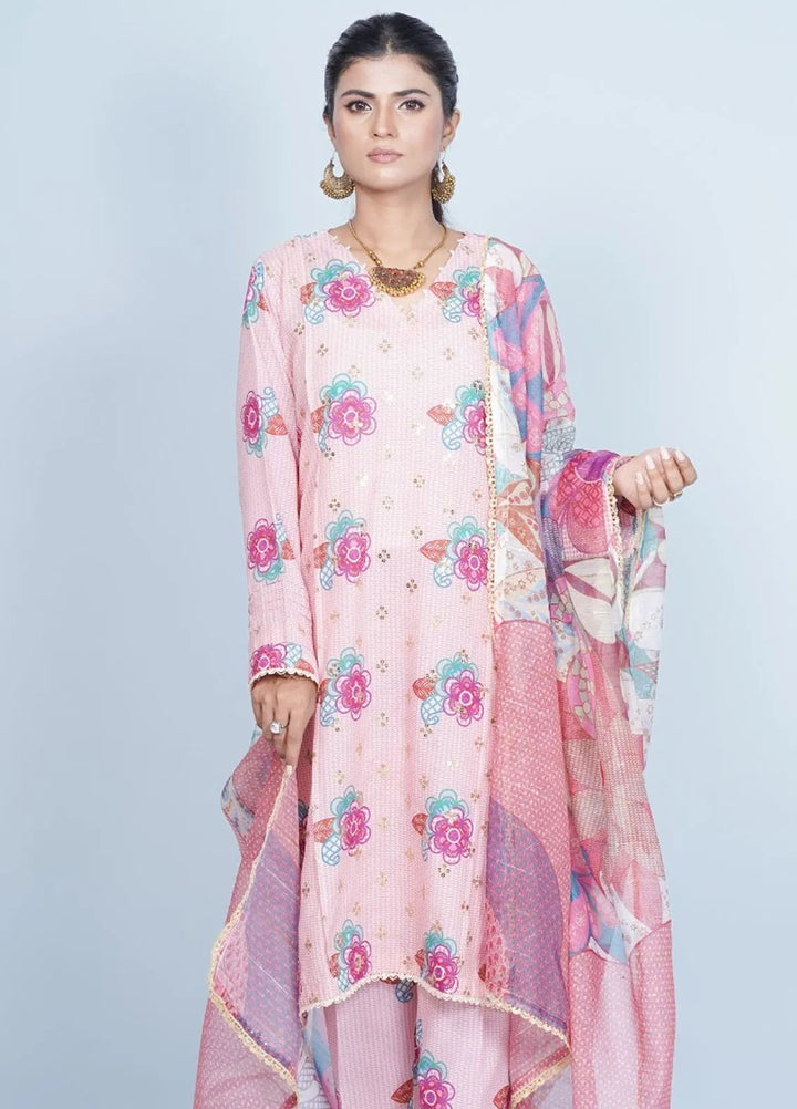 Vibgyor Fashion Pret Embroidered Swiss Lawn 3 Piece Suit Gulzar e Bahar Peach D2C2-A24
