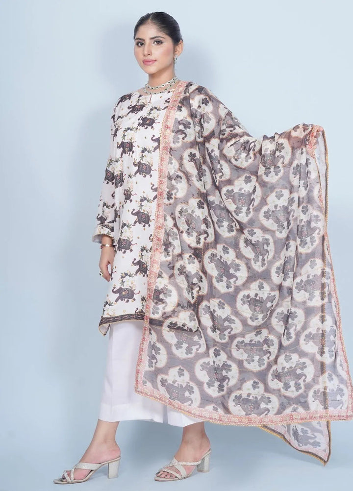 Vibgyor Fashion Pret Embroidered Swiss Lawn 3 Piece Suit Safari Chick Cream D1C1-A24